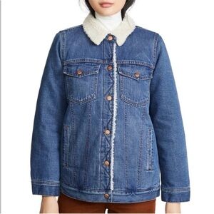 Sleeve Altered! Madewell Denim Jacket in Donaway Wash: Sherpa Edition. 3X. NWT.